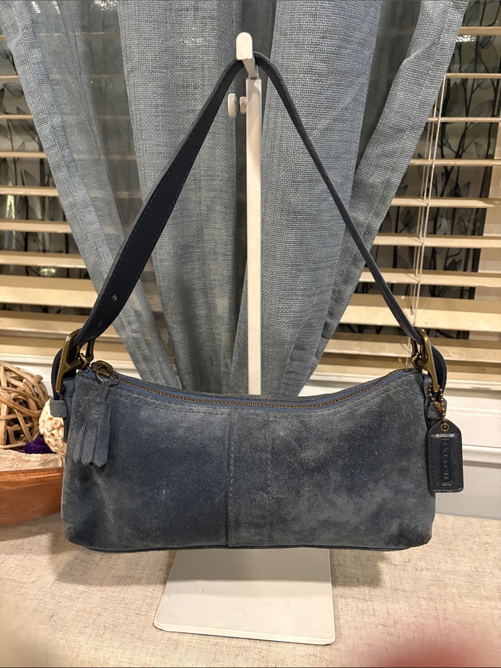 Coach Blue Suede Shoulder Bag